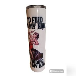 Western Cowgirl Yee Haw Cowboy White Tall Tumbler With Lid